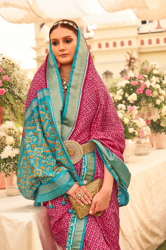 Premium Mercerized Silk Saree with Patola Motifs