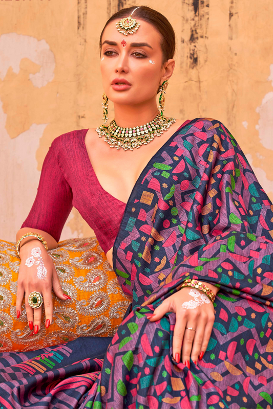 Mercerized Sigma Silk Saree with Classic Design and Aqua Finish - LaVante Fashion