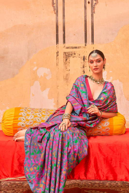 Mercerized Sigma Silk Saree with Classic Design and Aqua Finish - LaVante Fashion