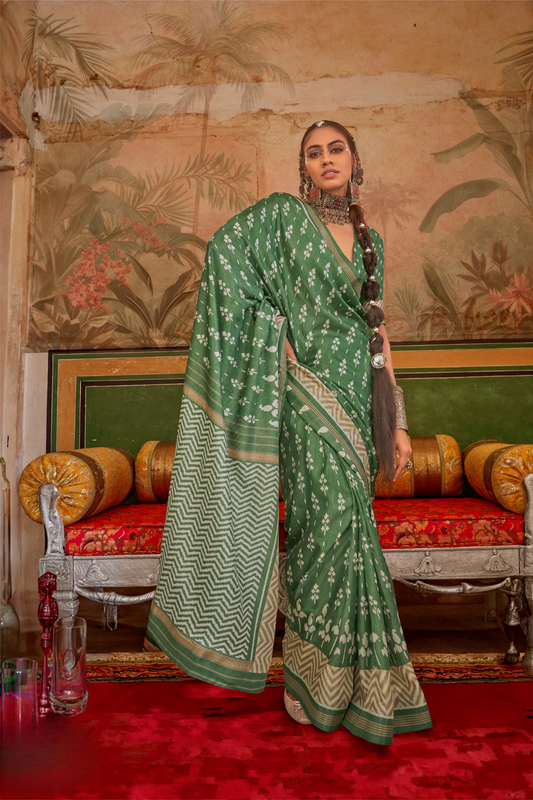 Designer Print Silk Saree for Festive and Casual Wear