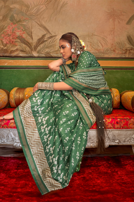 Designer Print Silk Saree for Festive and Casual Wear