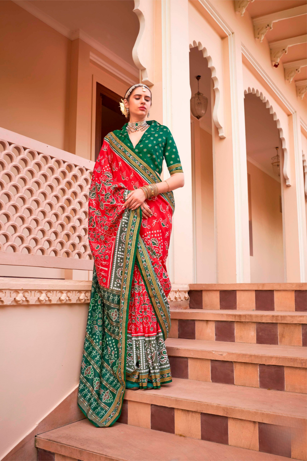 Mercerized Sigma Silk Saree with Traditional Classic and Aqua Finish - LaVante Fashion