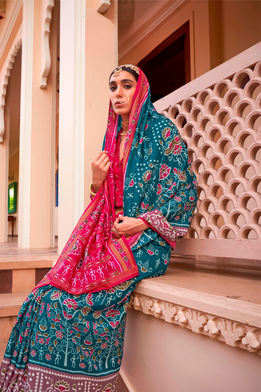 Mercerized Sigma Silk Saree with Traditional Classic and Aqua Finish - LaVante Fashion