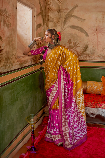 Designer Print Silk Saree for Festive and Casual Wear