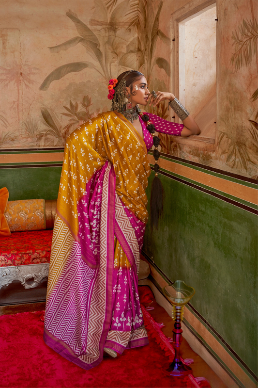 Designer Print Silk Saree for Festive and Casual Wear