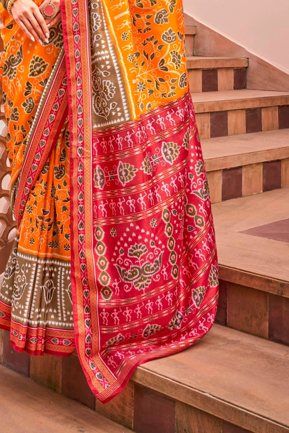 Mercerized Sigma Silk Saree with Traditional Classic and Aqua Finish - LaVante Fashion