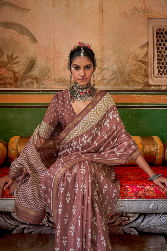 Designer Print Silk Saree for Festive and Casual Wear