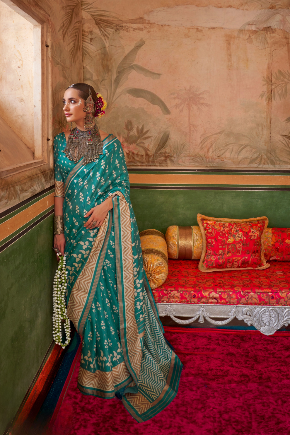 Designer Print Silk Saree for Festive and Casual Wear