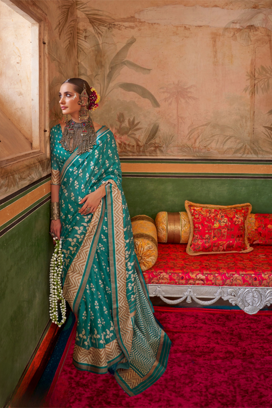 Designer Print Silk Saree for Festive and Casual Wear