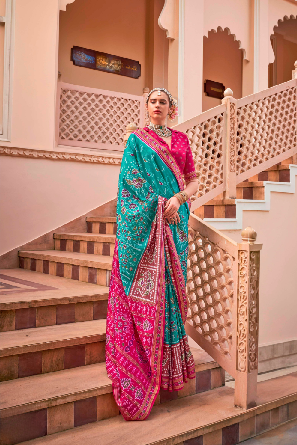 Mercerized Sigma Silk Saree with Traditional Classic and Aqua Finish - LaVante Fashion