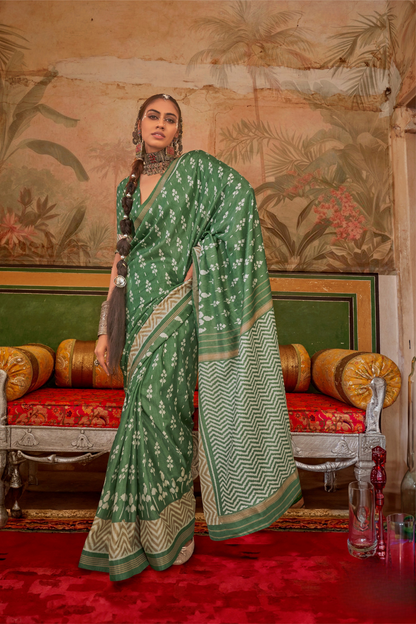 Designer Print Silk Saree for Festive and Casual Wear