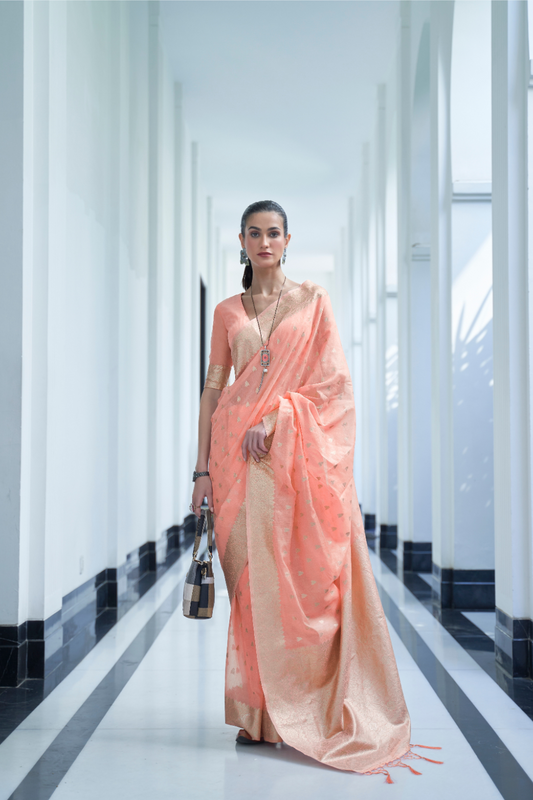 Elegant Mukaish Saree with Traditional Handloom Weaving