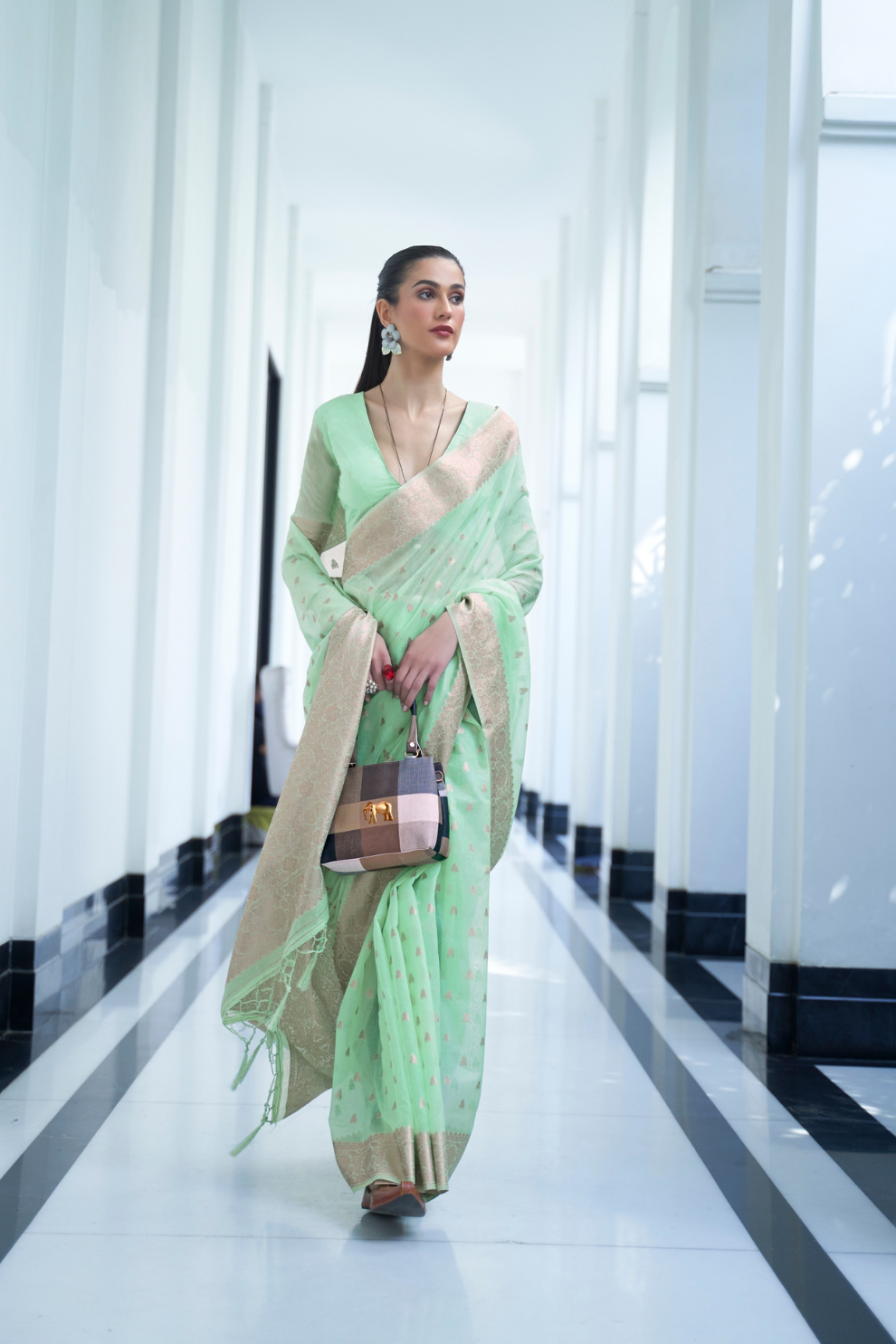 Elegant Mukaish Saree with Traditional Handloom Weaving