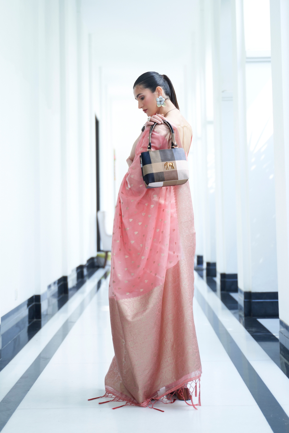 Elegant Mukaish Saree with Traditional Handloom Weaving