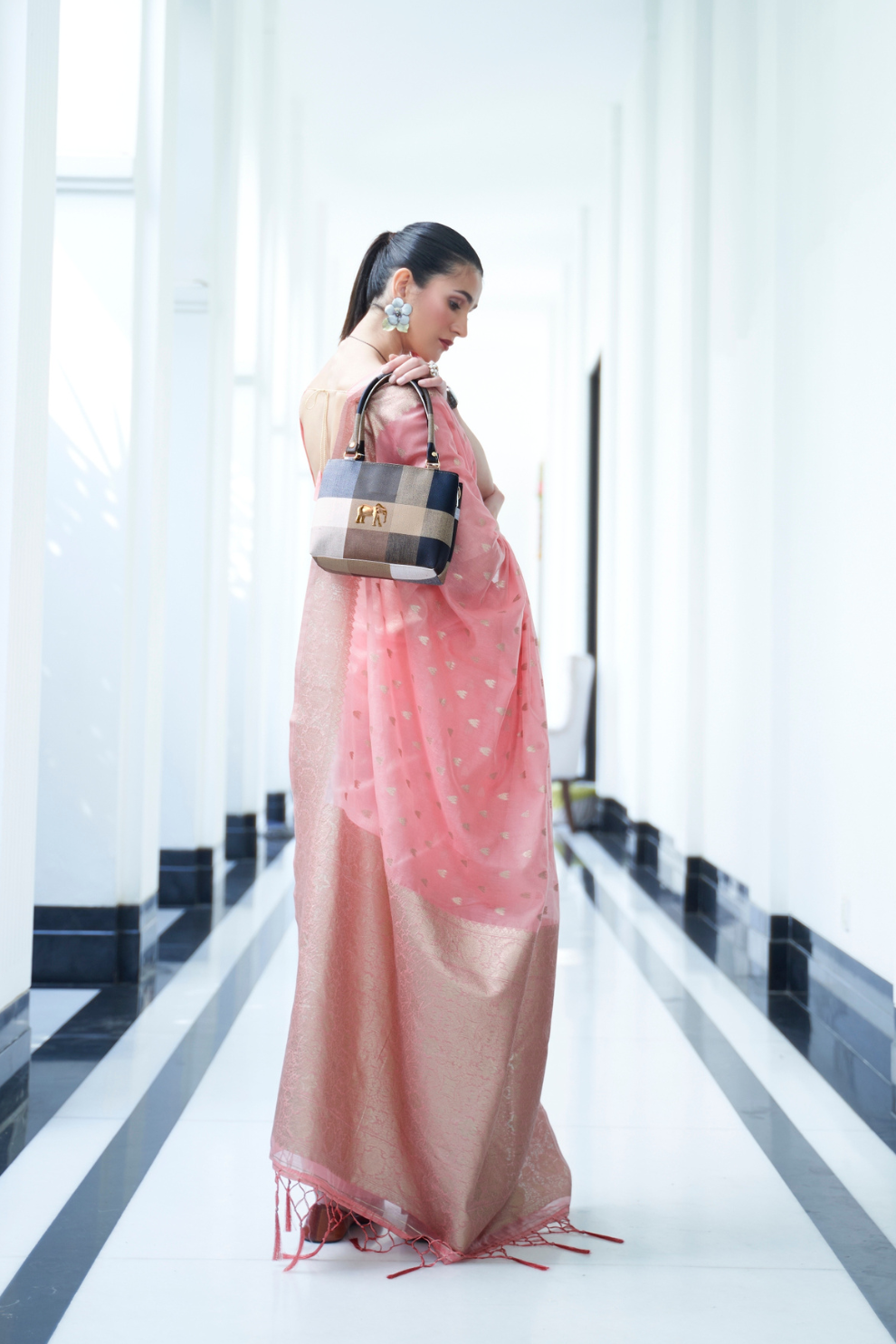 Elegant Mukaish Saree with Traditional Handloom Weaving