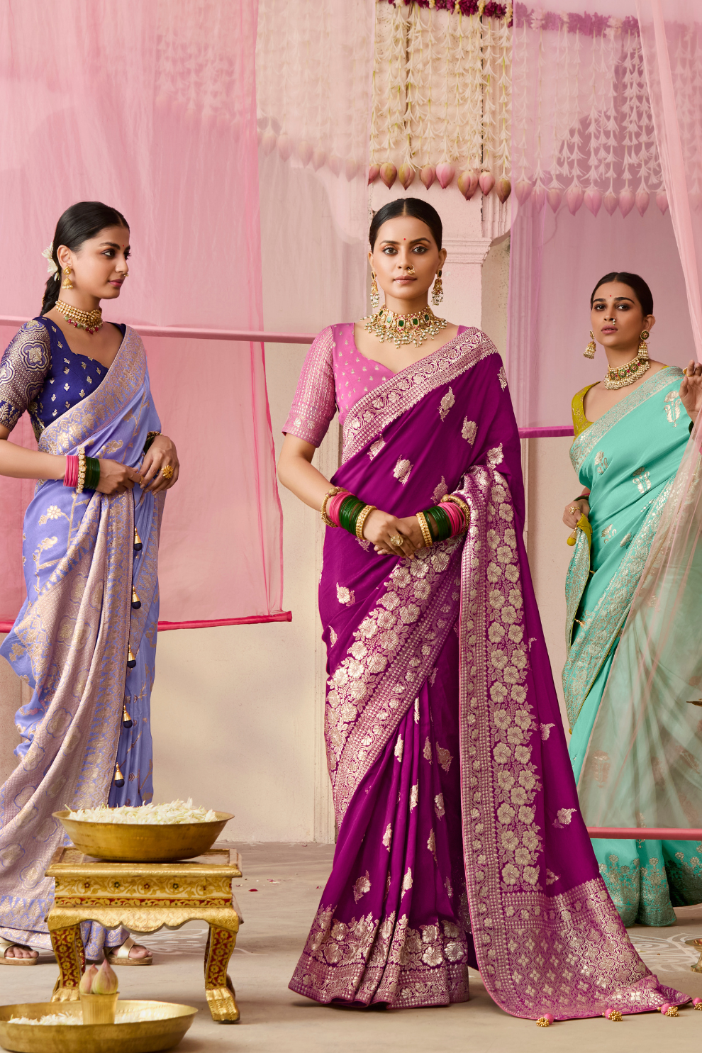 Banarasi Dola Silk Saree with Brocade Blouse Elegance