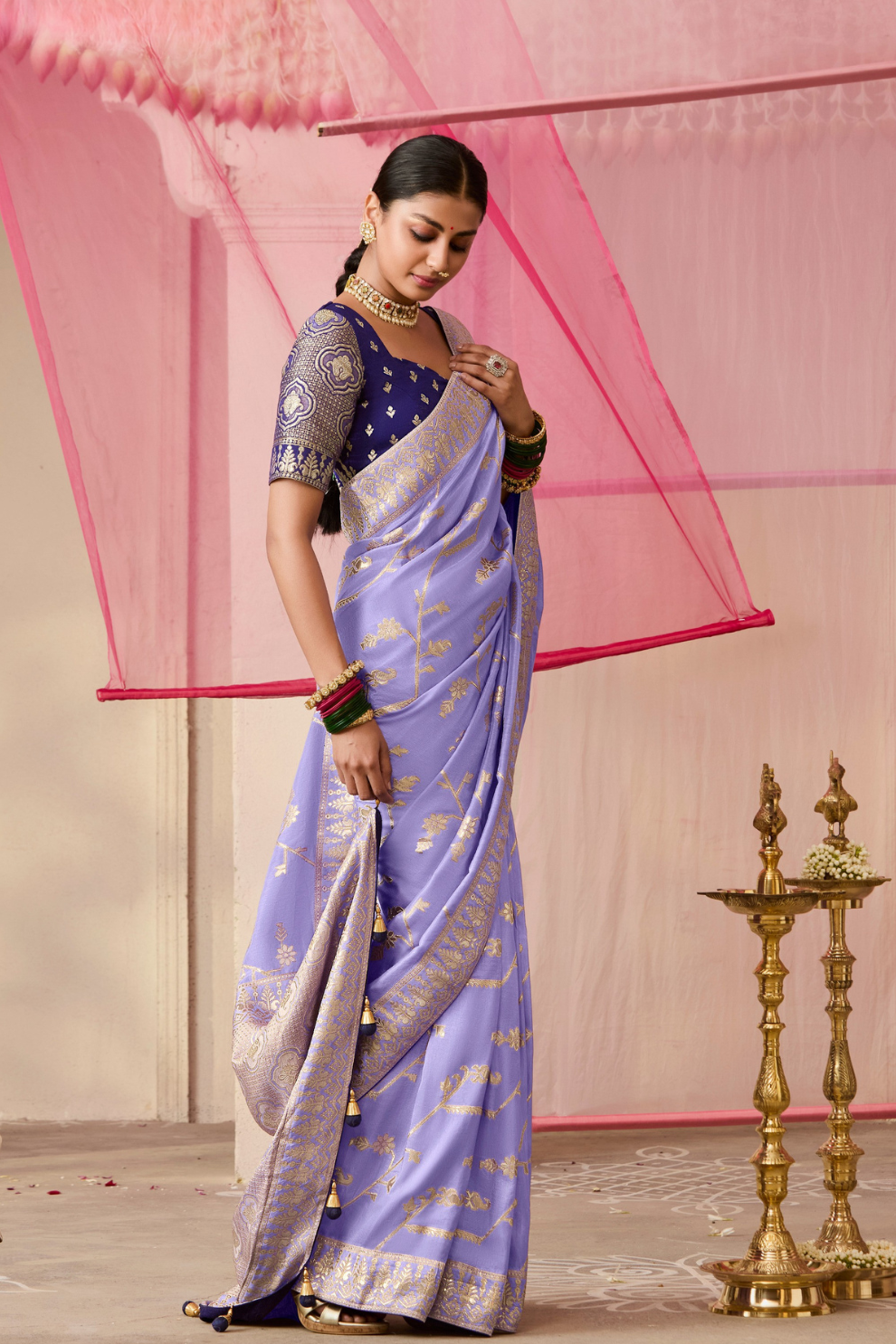 Banarasi Dola Silk Saree with Brocade Blouse Elegance