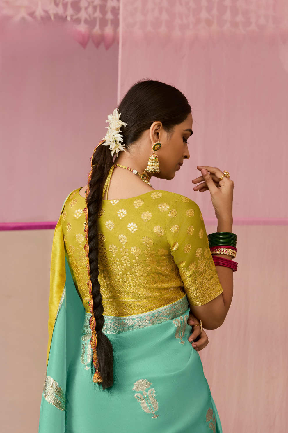 Banarasi Dola Silk Saree with Brocade Blouse Elegance