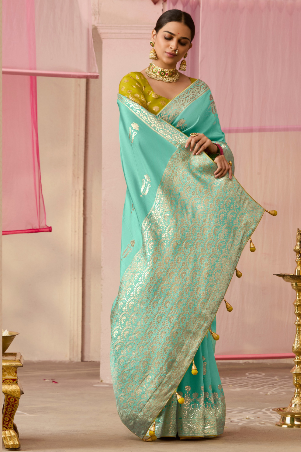 Banarasi Dola Silk Saree with Brocade Blouse Elegance