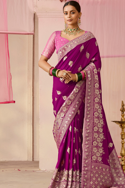 Banarasi Dola Silk Saree with Brocade Blouse Elegance