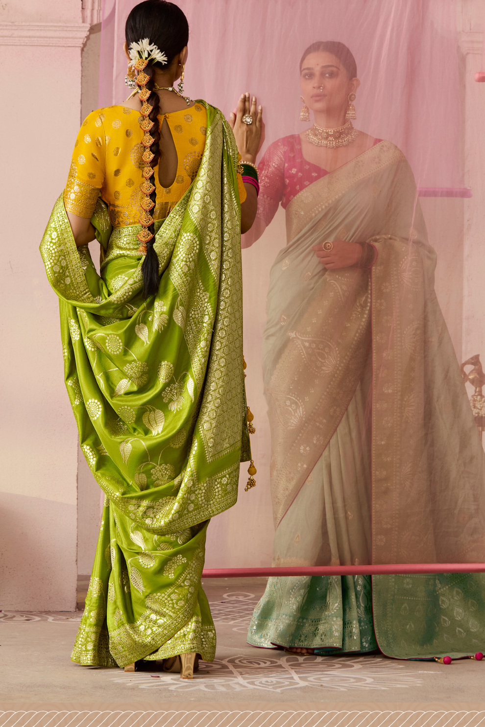 Banarasi Dola Silk Saree with Brocade Blouse Elegance