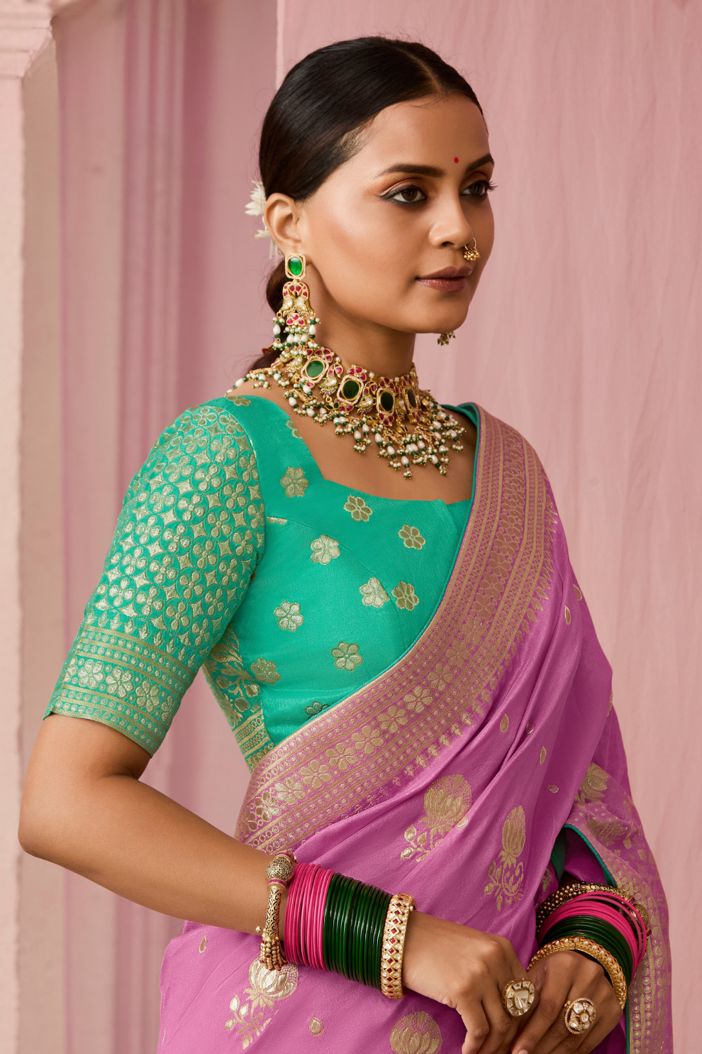 Banarasi Dola Silk Saree with Brocade Blouse Elegance