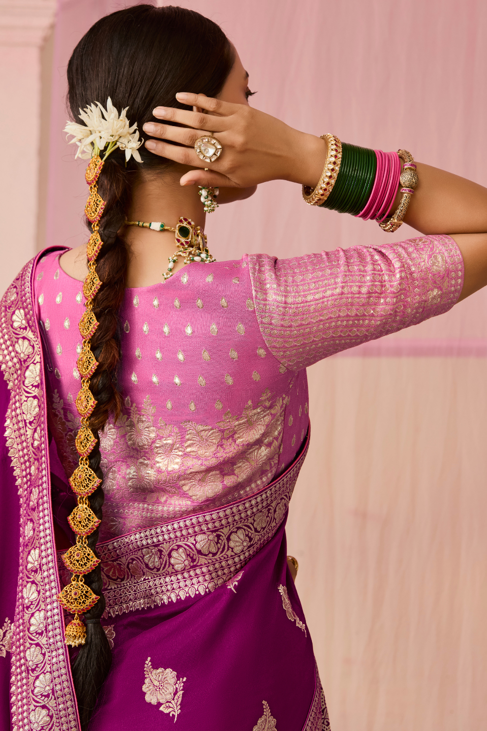 Banarasi Dola Silk Saree with Brocade Blouse Elegance