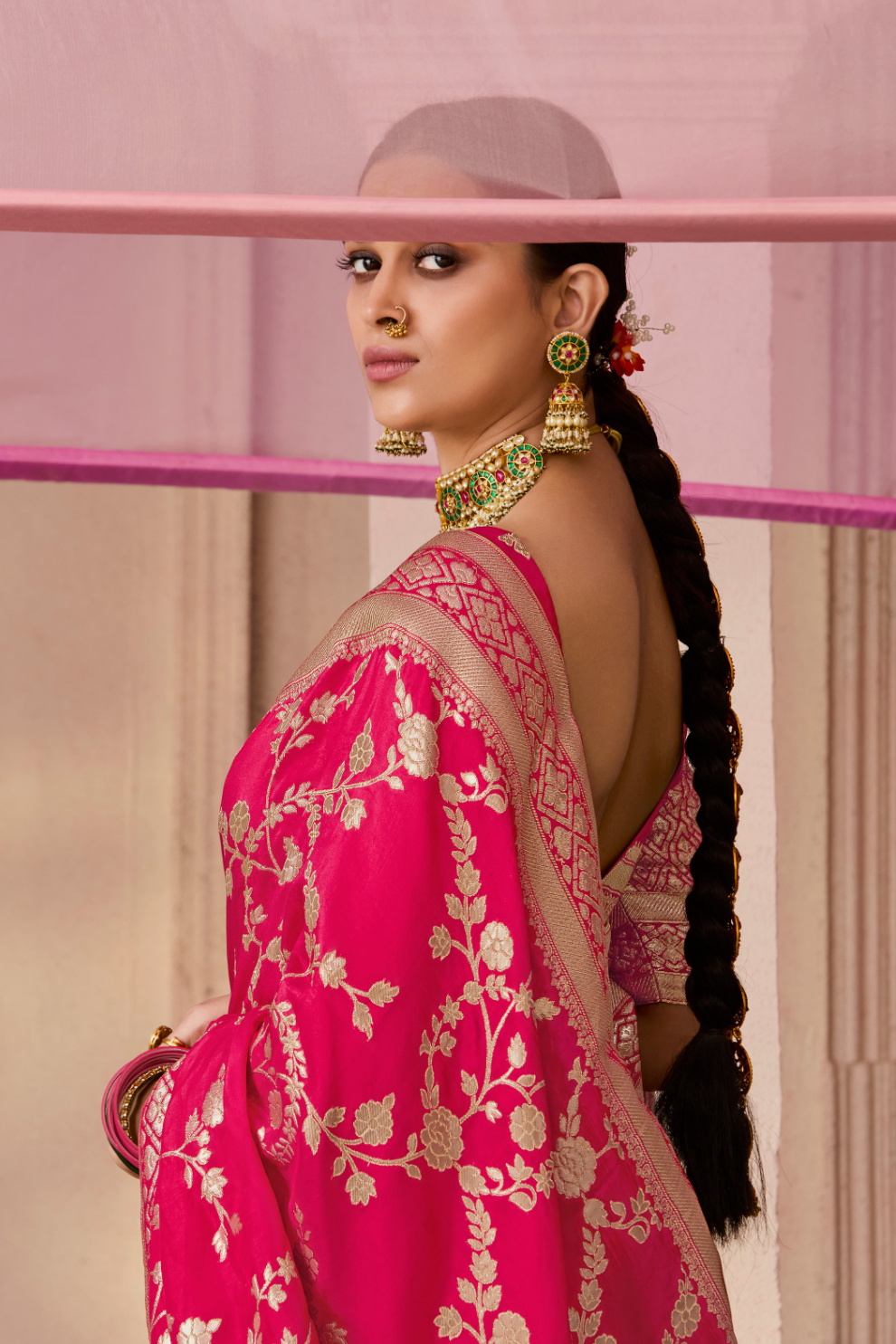 Banarasi Dola Silk Saree with Brocade Blouse Elegance