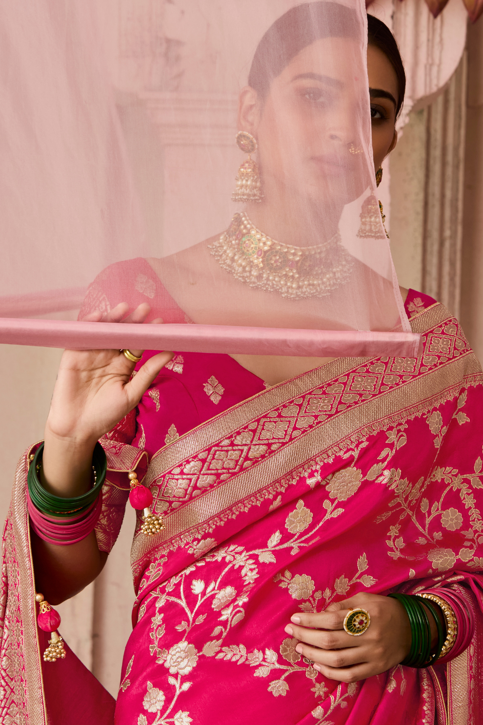 Banarasi Dola Silk Saree with Brocade Blouse Elegance