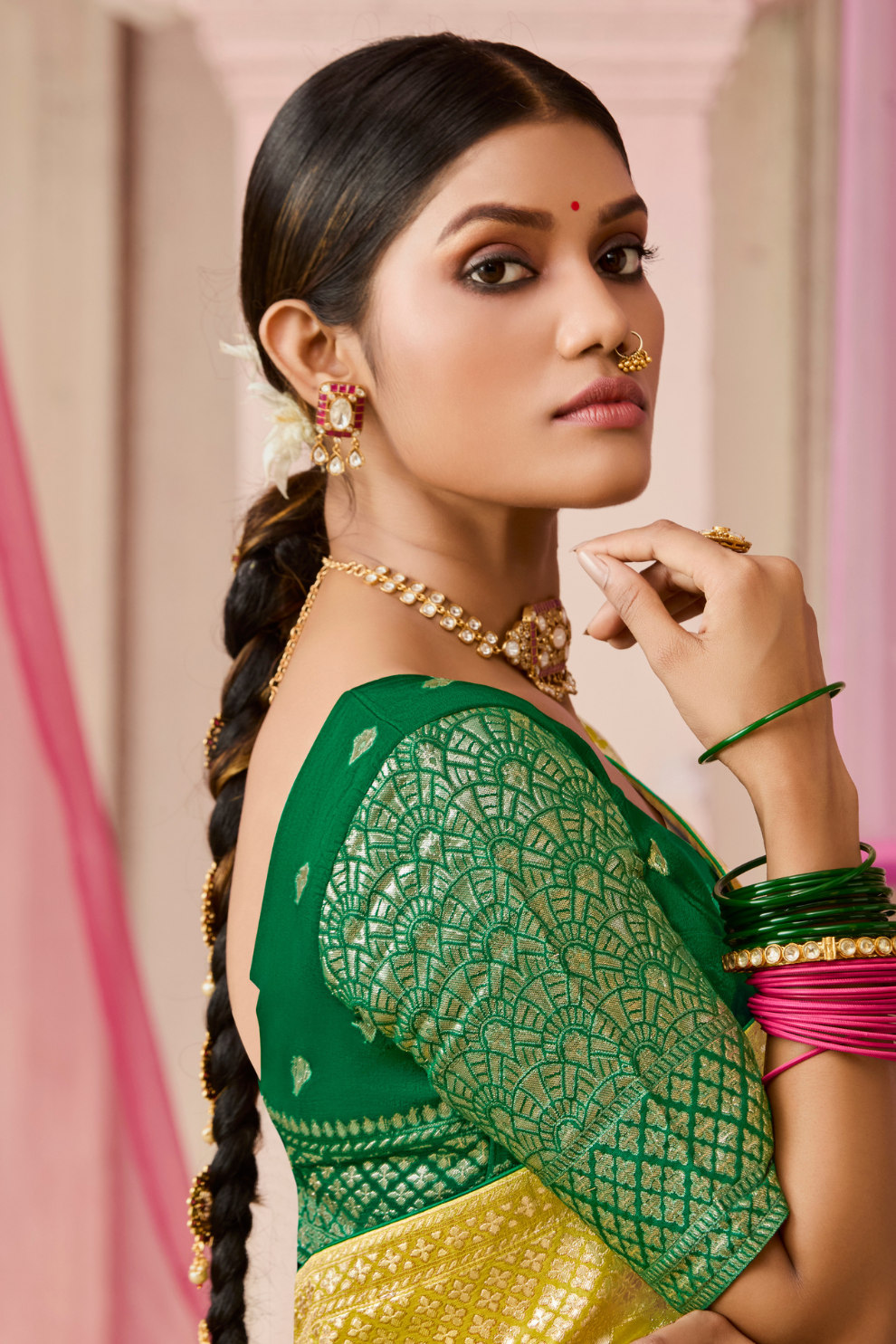 Banarasi Dola Silk Saree with Brocade Blouse Elegance