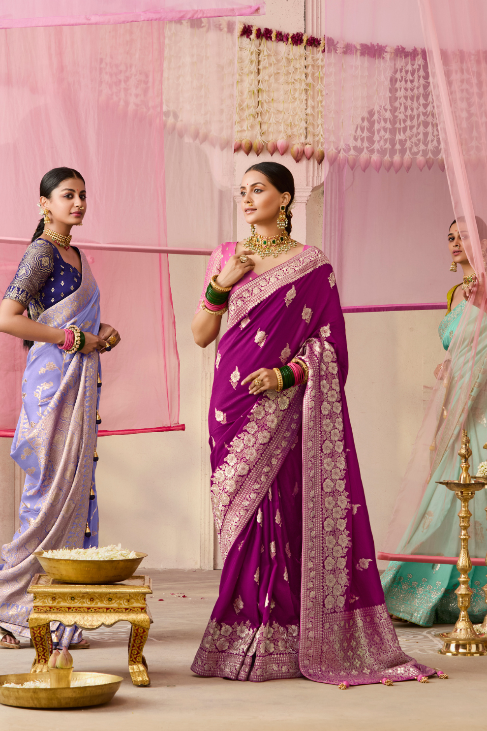 Banarasi Dola Silk Saree with Brocade Blouse Elegance