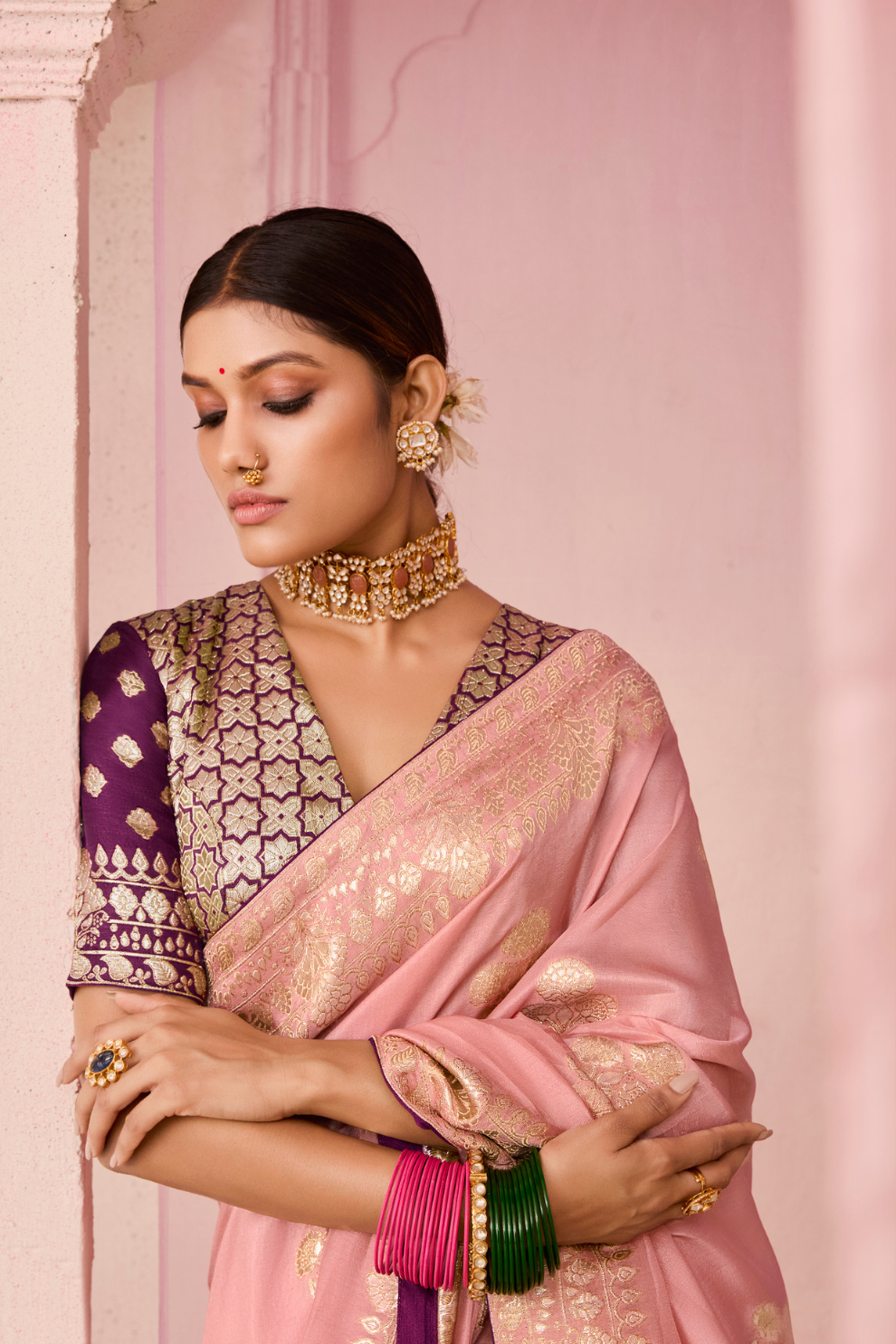 Banarasi Dola Silk Saree with Brocade Blouse Elegance