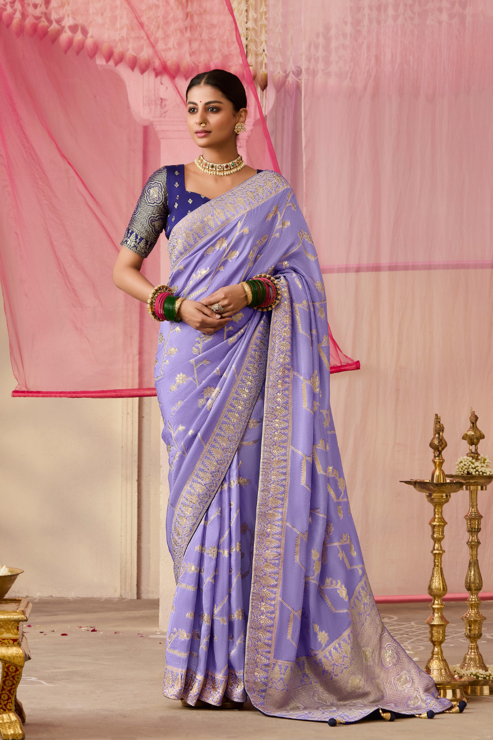 Banarasi Dola Silk Saree with Brocade Blouse Elegance