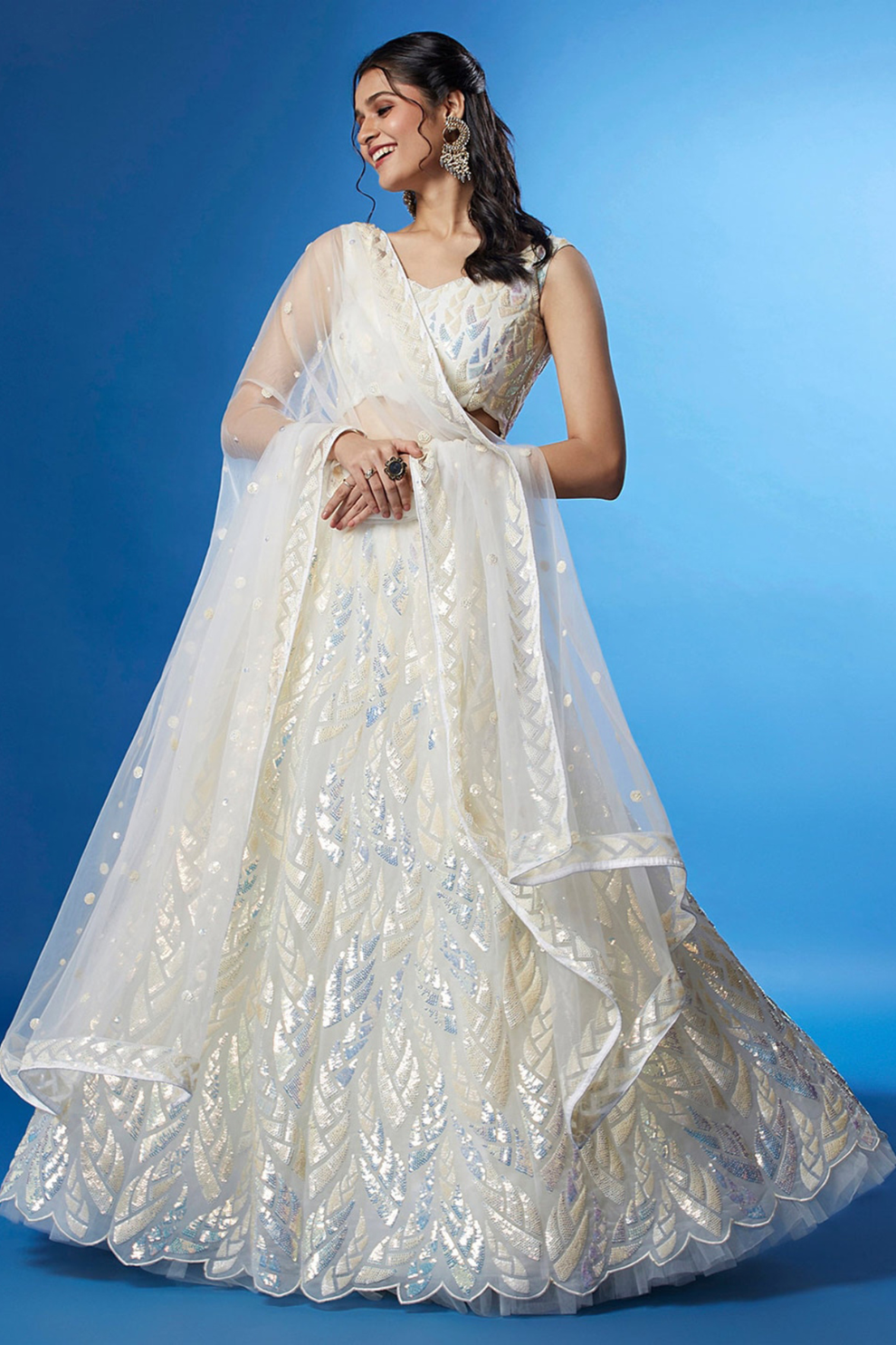 Bridal Soft Net Lehenga Choli with Elegant Sequins Embroidery