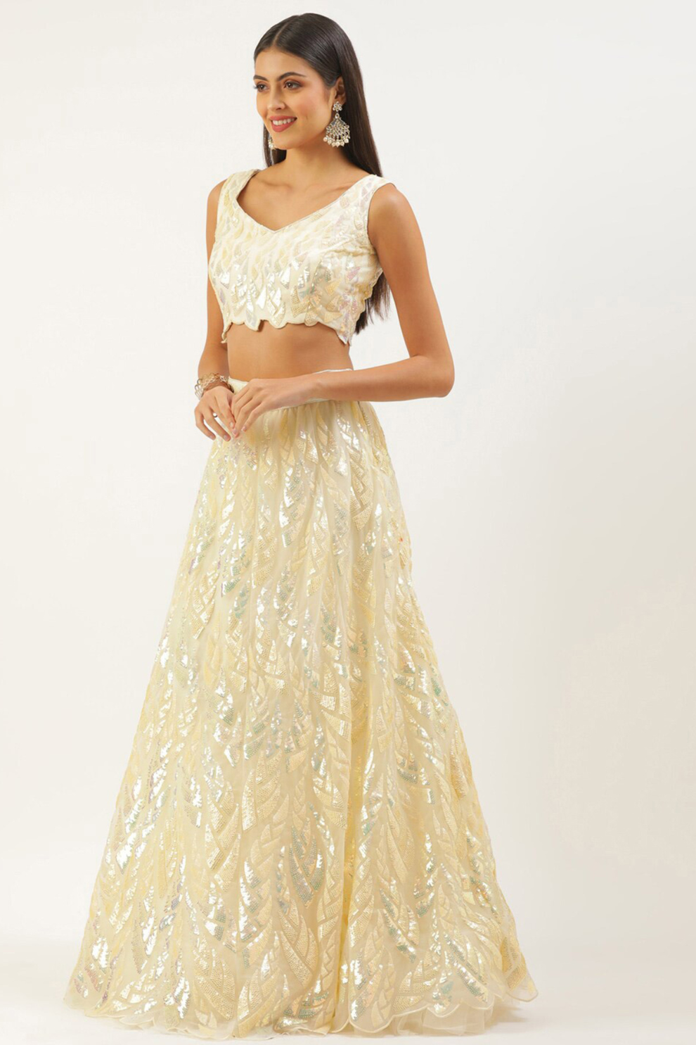 Bridal Soft Net Lehenga Choli with Elegant Sequins Embroidery