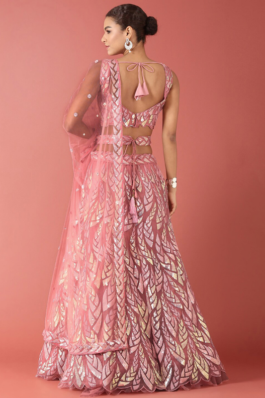 Bridal Soft Net Lehenga Choli with Elegant Sequins Embroidery