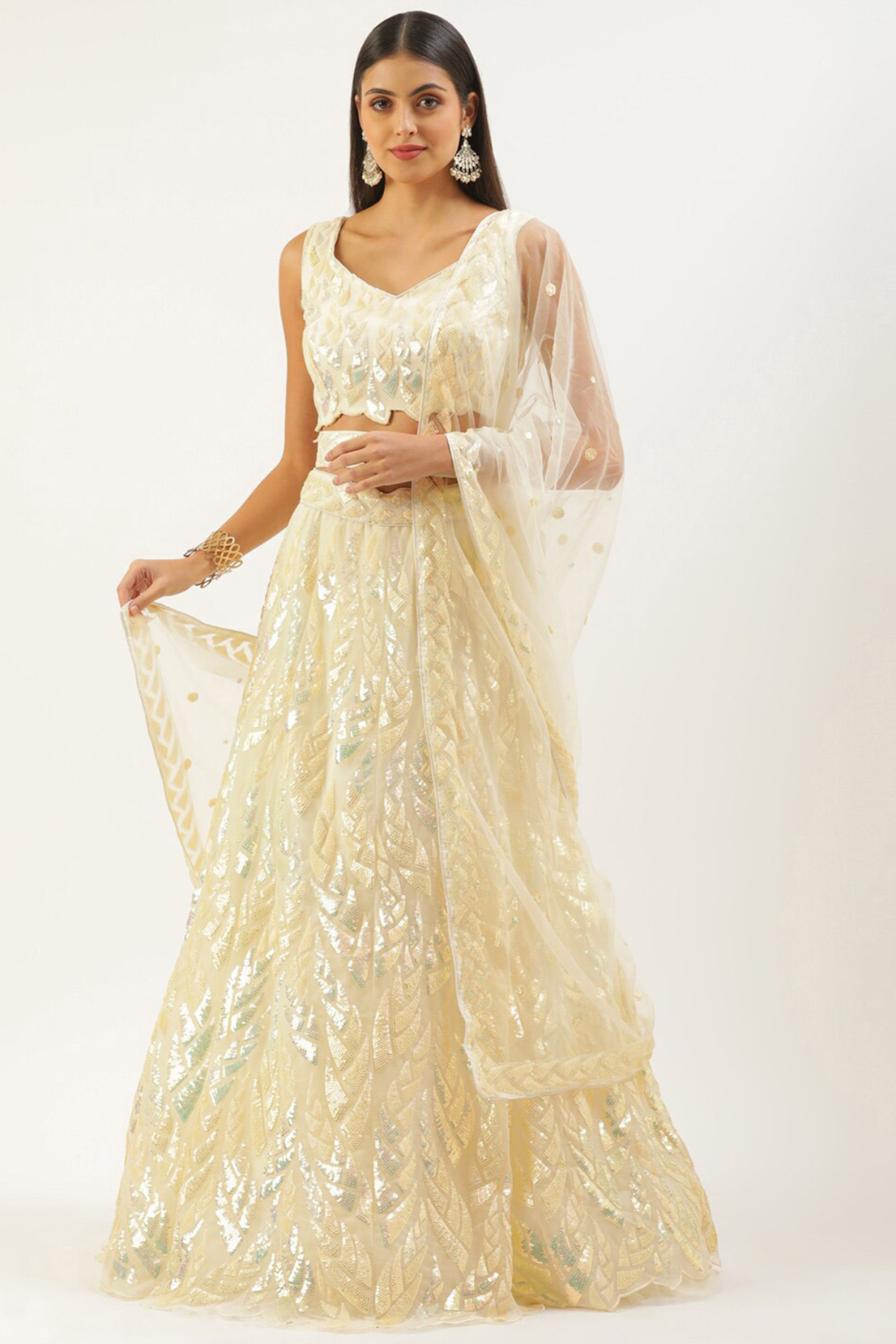 Bridal Soft Net Lehenga Choli with Elegant Sequins Embroidery