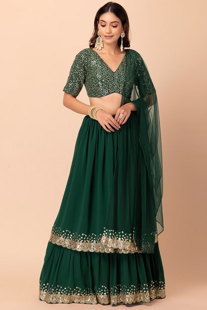 Charming Georgette Party Wear Lehenga With Sequins Choli