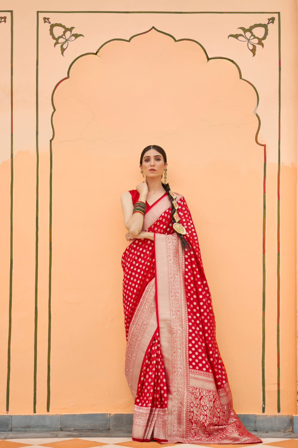 Handloom Crafted Saree in Nylon Silk Georgette for Festive Wear