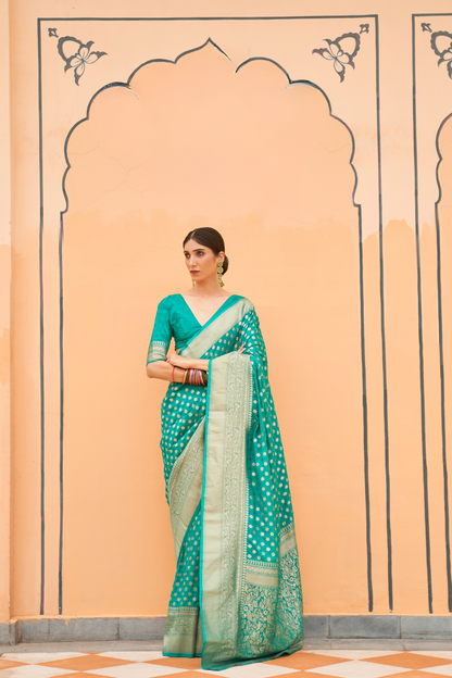 Handloom Crafted Saree in Nylon Silk Georgette for Festive Wear