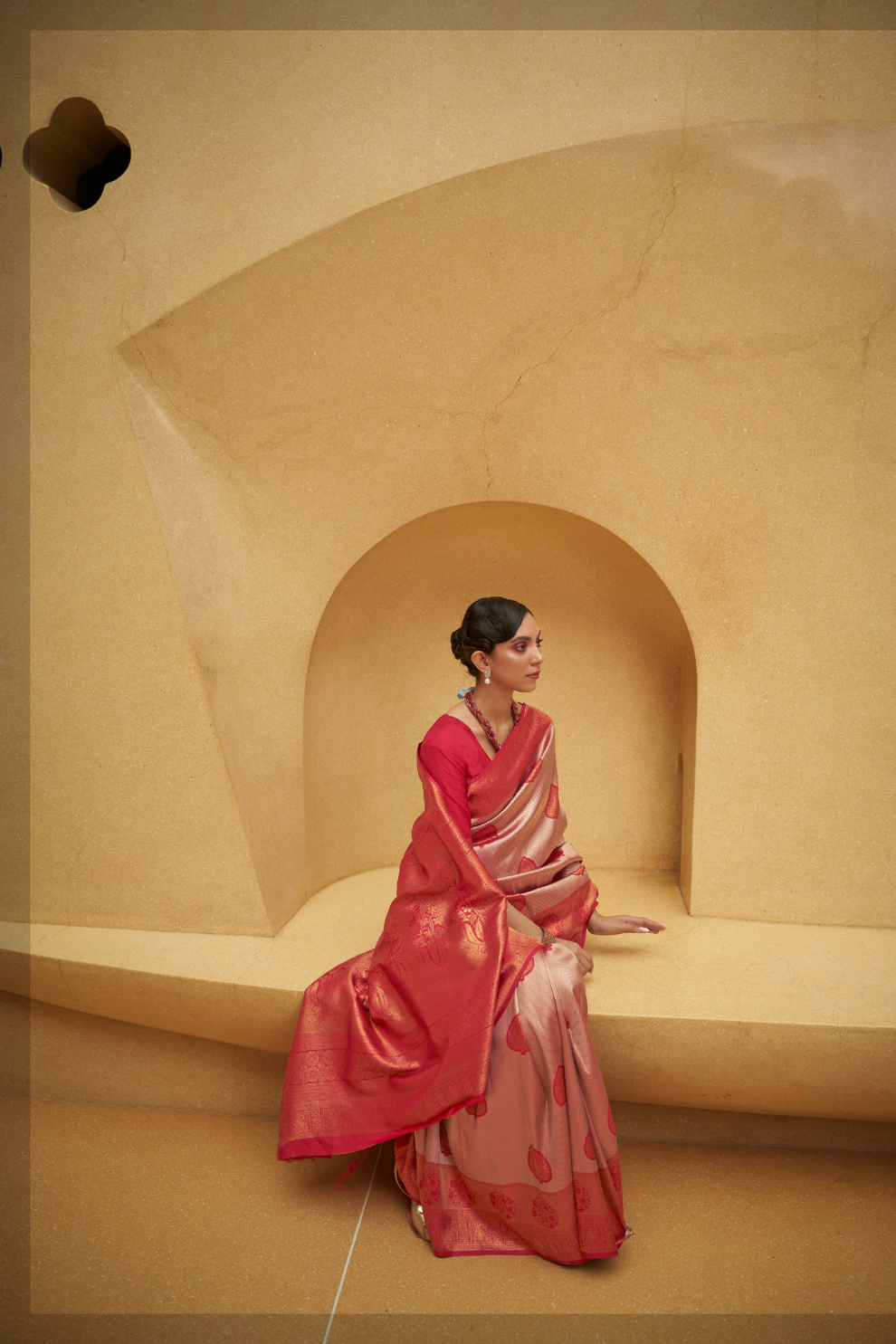 Two-Tone Nylon Woven Silk Saree with Elegant Shine