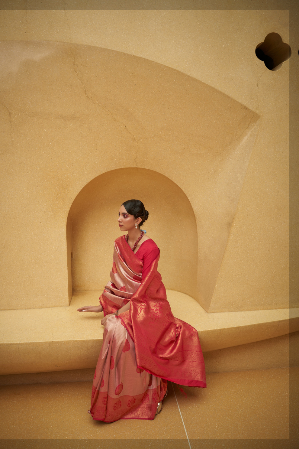 Two-Tone Nylon Woven Silk Saree with Elegant Shine