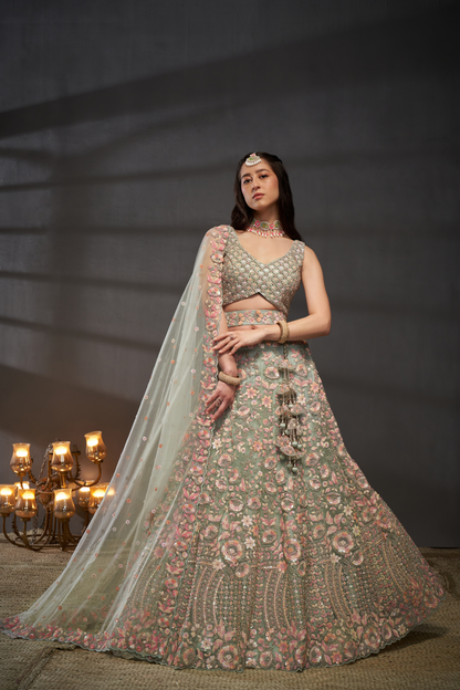 Heavy Zarkan Embroidery Semi-Stitched Lehenga Choli with Dupatta
