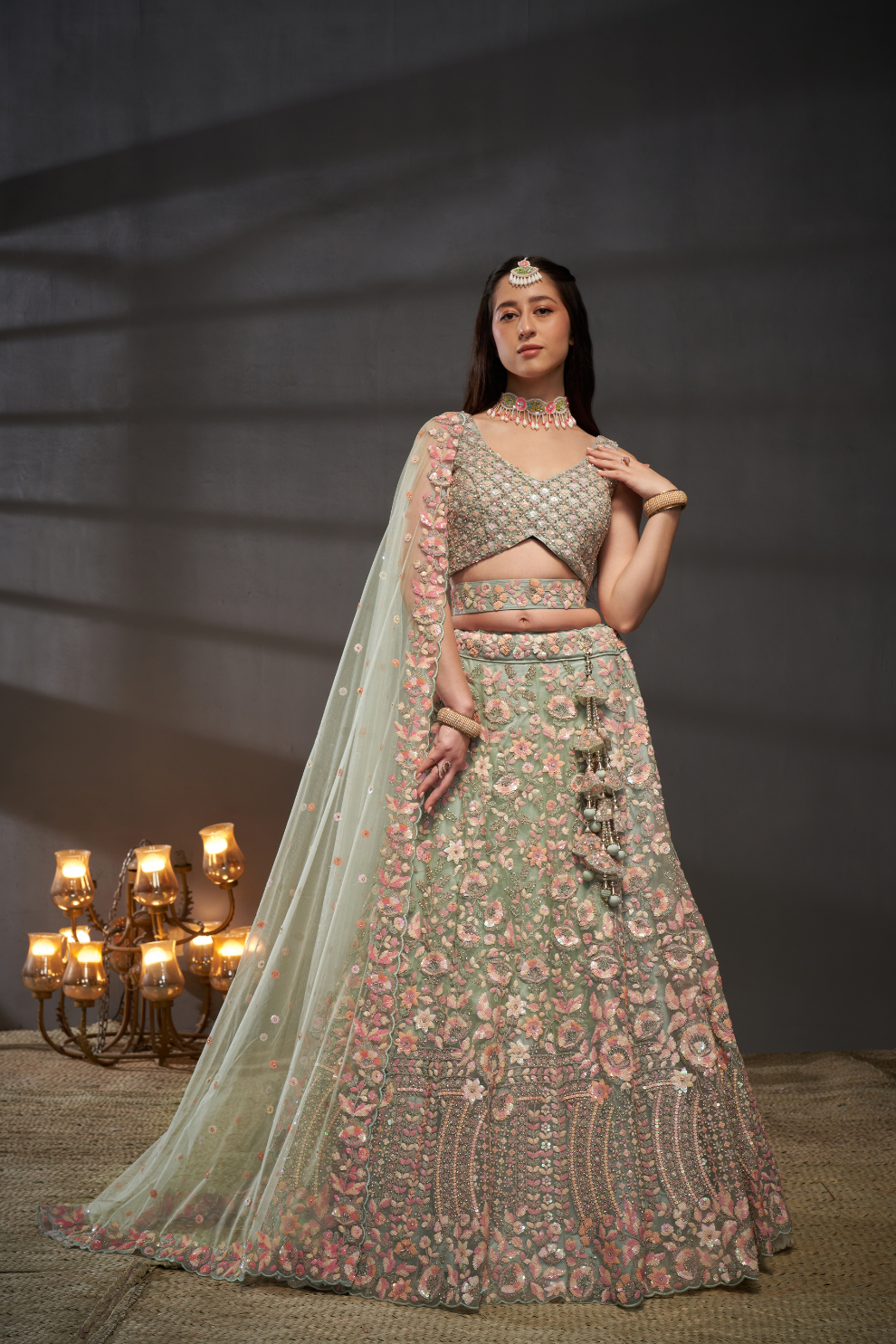 Heavy Zarkan Embroidery Semi-Stitched Lehenga Choli with Dupatta