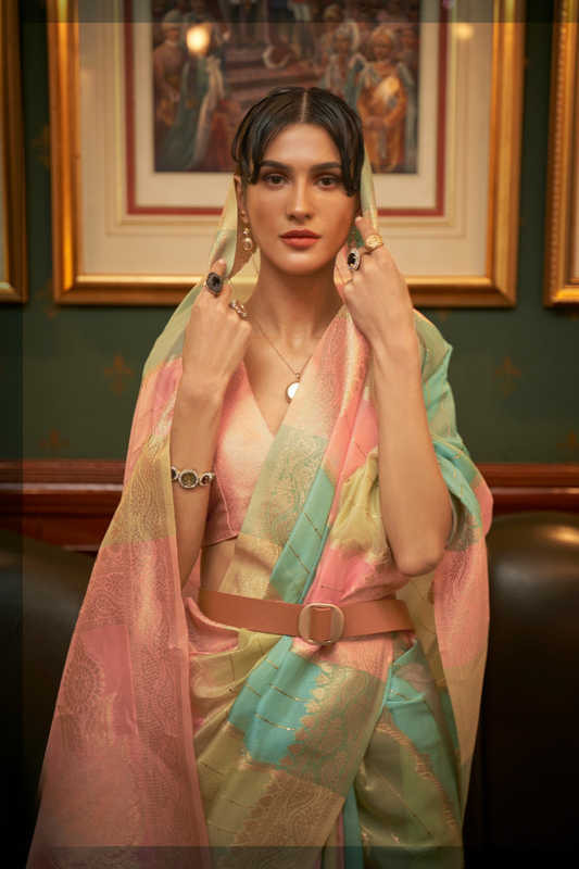 Elegant Organza Woven Saree with Subtle Traditional Charm