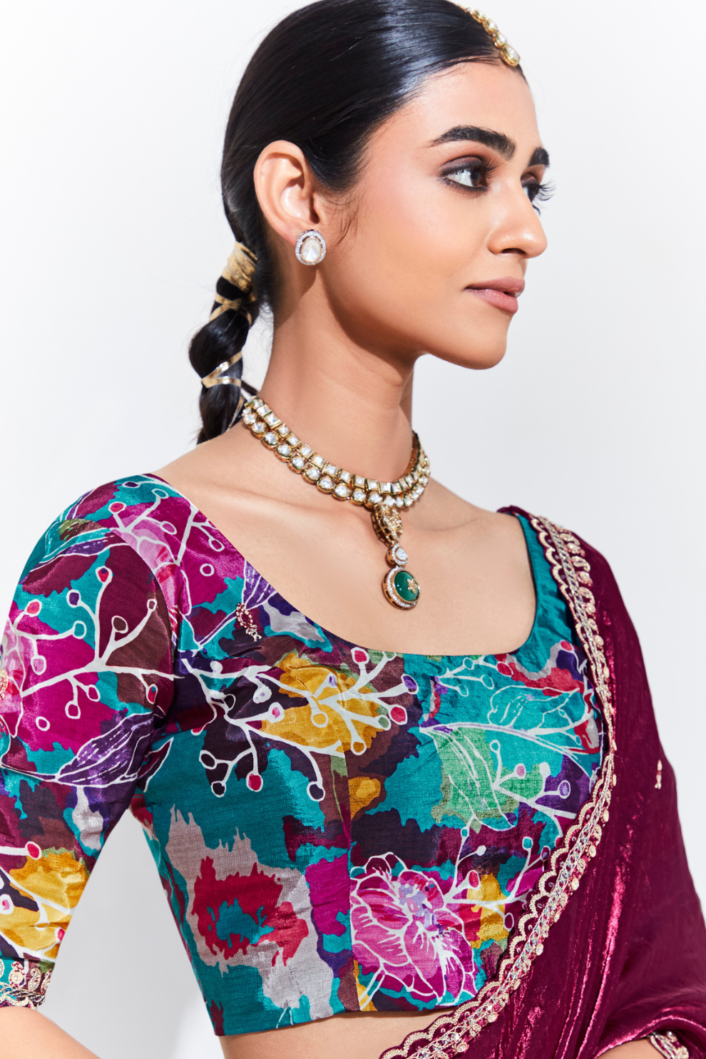 Elegant Tissue Saree with Sequins and Thread Embroidery Work