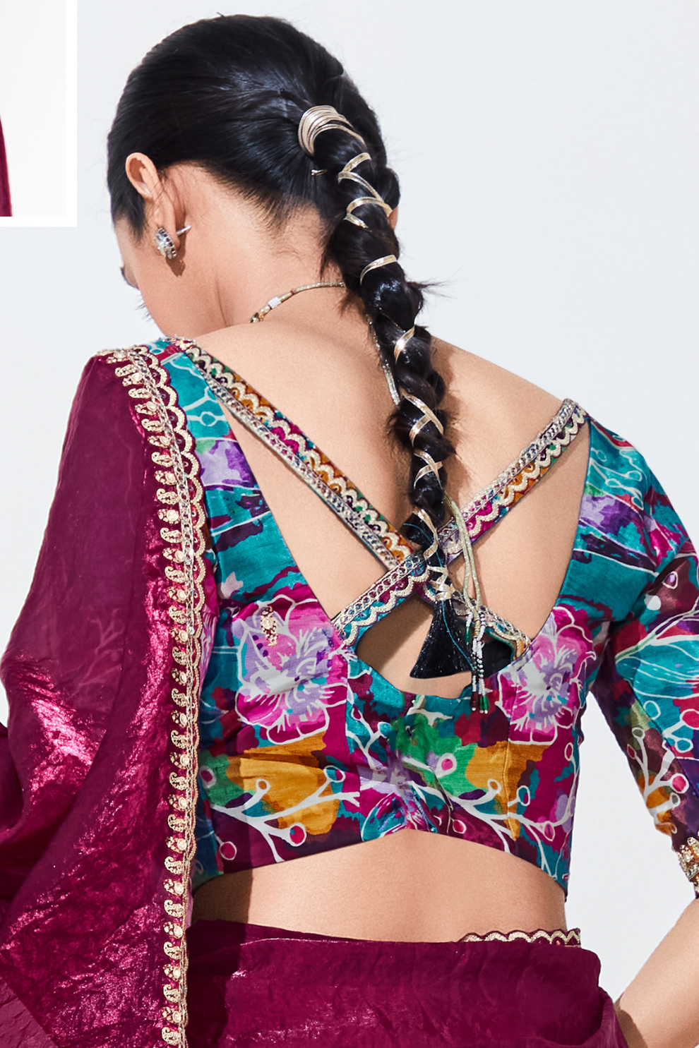 Elegant Tissue Saree with Sequins and Thread Embroidery Work