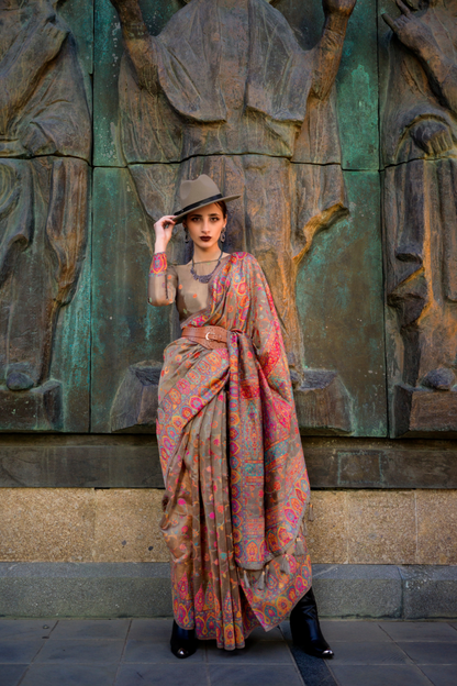 Kashneer Silk Organza Saree with Fine Handloom Weaving