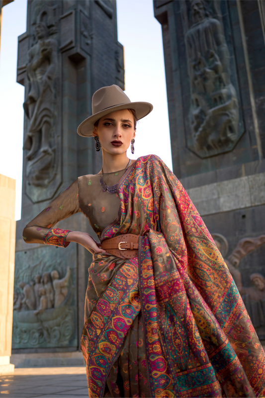Kashneer Silk Organza Saree with Fine Handloom Weaving