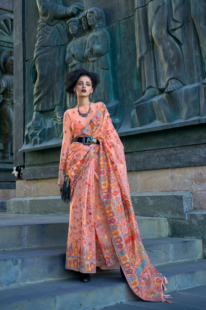 Kashneer Silk Organza Saree with Fine Handloom Weaving